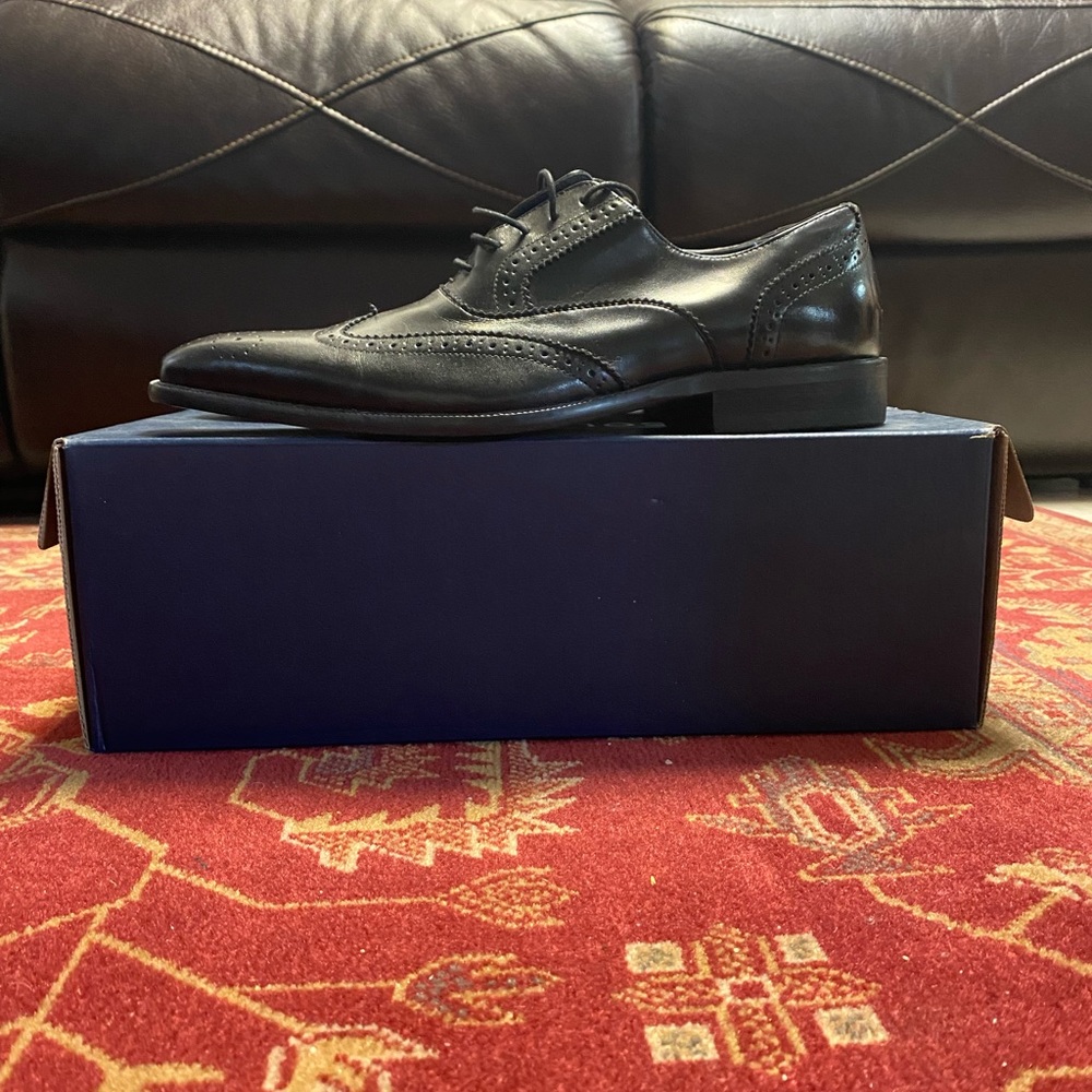 All black leather shoes.